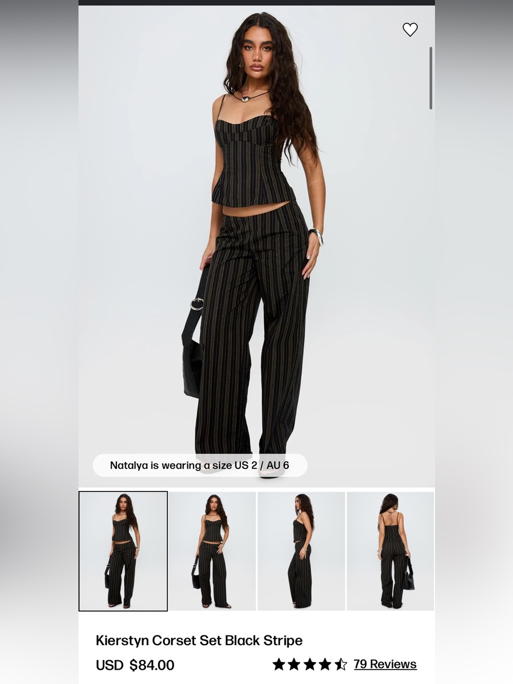 ISO: Kierstyn Corset Set Black Stripe TOP